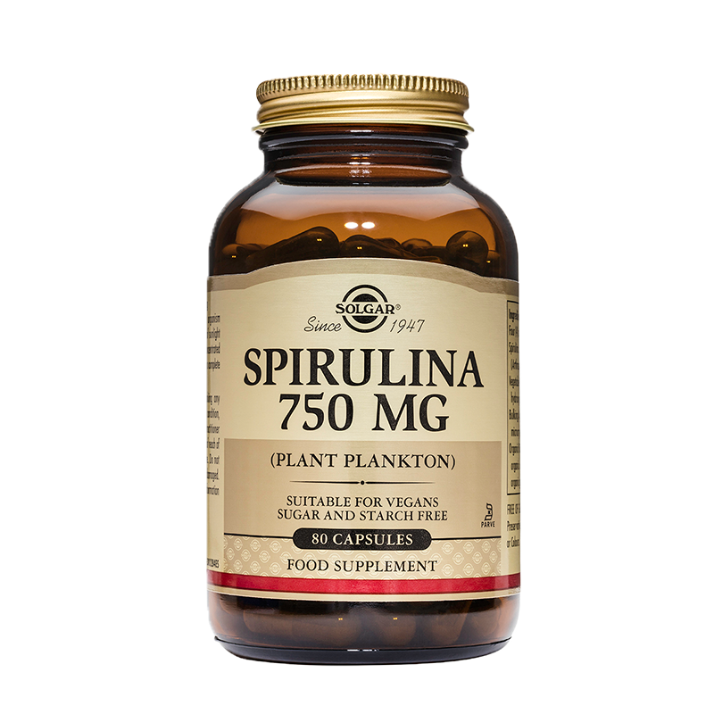 спирулина 750mg, веган капсули, 80 броя